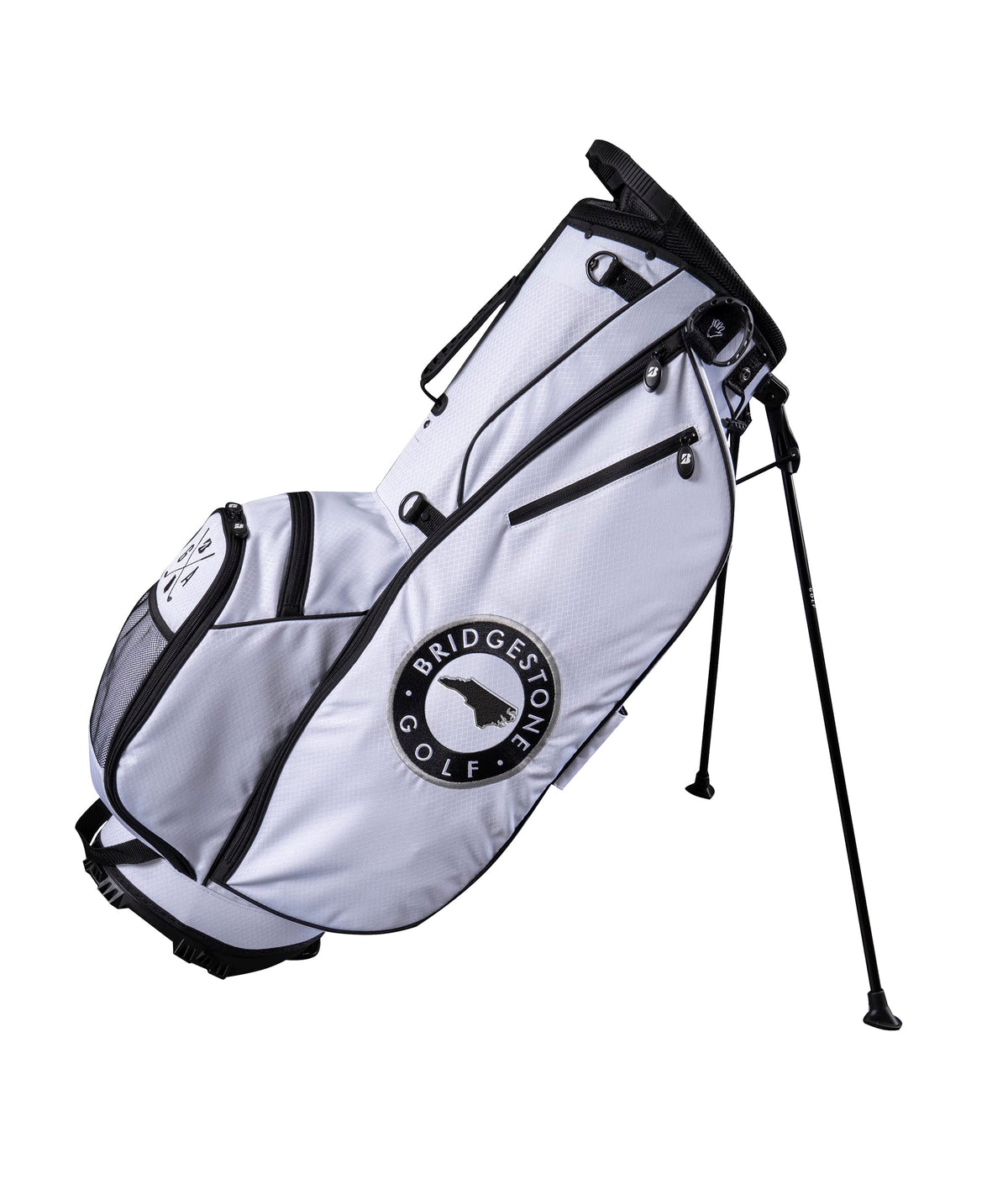Bridgestone Golf State Collection stand bag North Carolina front view with organized pockets for quick access.