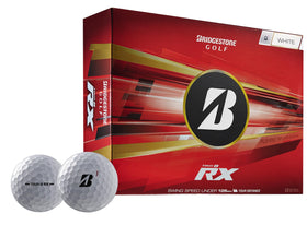 Bridgestone Golf Tour B RX White ball front view highlighting distance potential