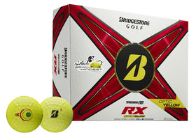 Bridgestone Golf Tour B RX Yellow MindSet box packaging showing premium materials