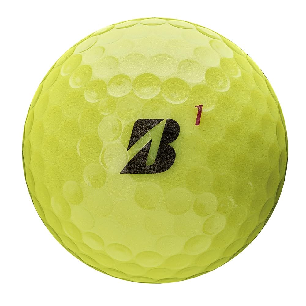 Bridgestone Tour B RX Yellow packaging and ball on display for premium feel.