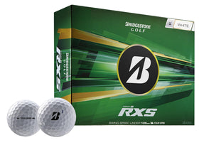 Bridgestone Tour B RXS White ball close-up showing dimples for distance potential