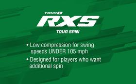 Bridgestone Tour B RXS White ball on tee for controlled play and added spin