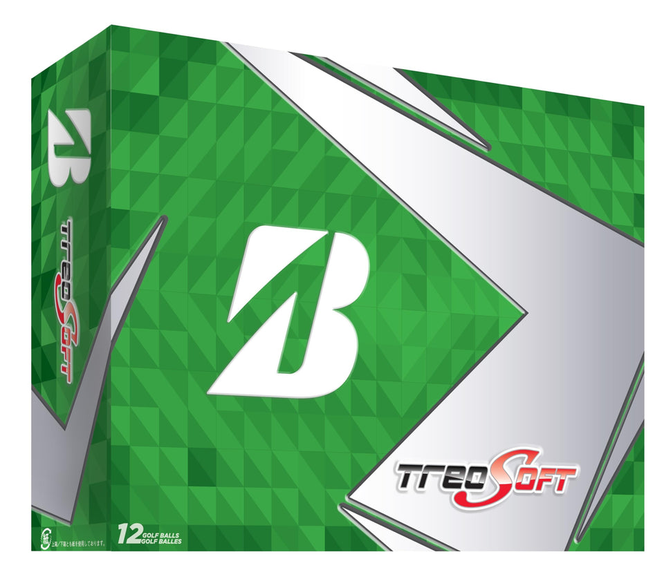 Bridgestone Treosoft golf ball with seamless cover for accurate flight and soft feel.