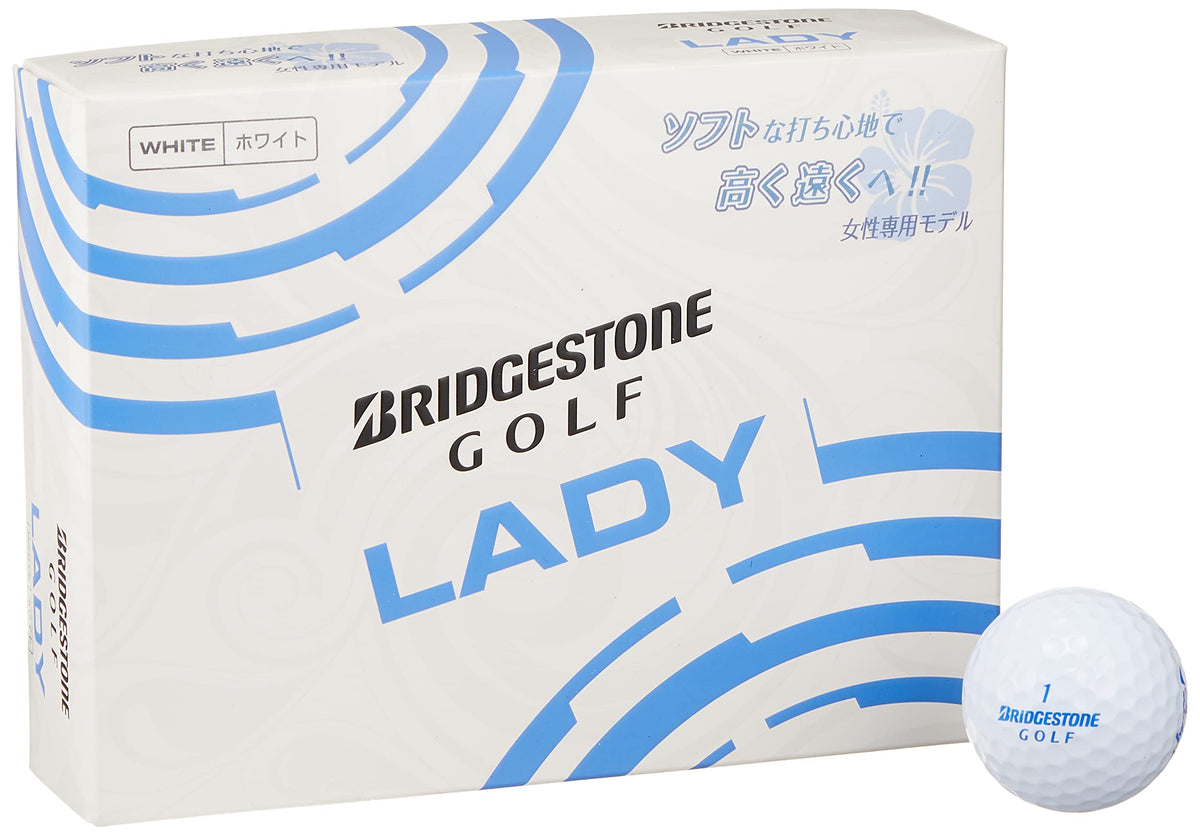 Bridgestone LBWXJ Lady White golf ball closeup with soft feel for control