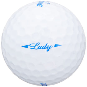 Bridgestone LBWXJ Lady White ball on tee suggesting longer drives with low spin