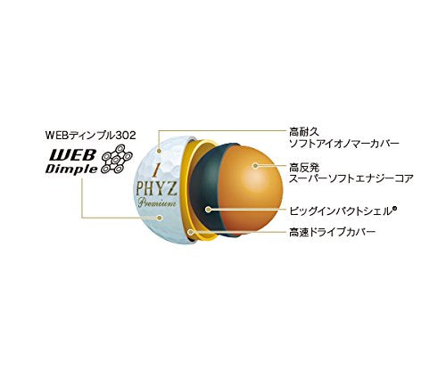 Bridgestone Phyz Premium Golf Balls soft ionomer cover texture for durable greenside play.