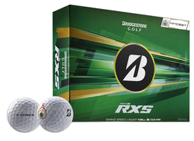 Bridgestone Tour B RXS MindSet ball close-up showing soft feel and enhanced control.