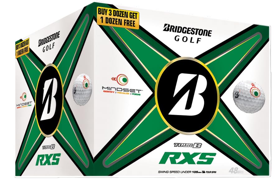 Bridgestone Tour B RXS MindSet ball displays a visual cue for improved focus.