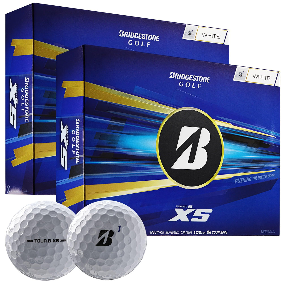 Bridgestone Tour B XS Double Dozen ball pack for distance, spin, and greenside control