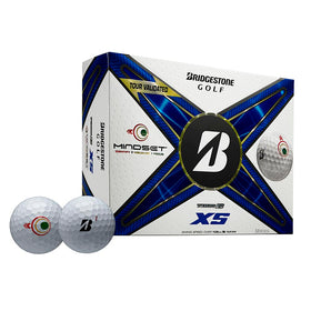 Bridgestone Tour B XS MindSet ball on tee for consistent distance.
