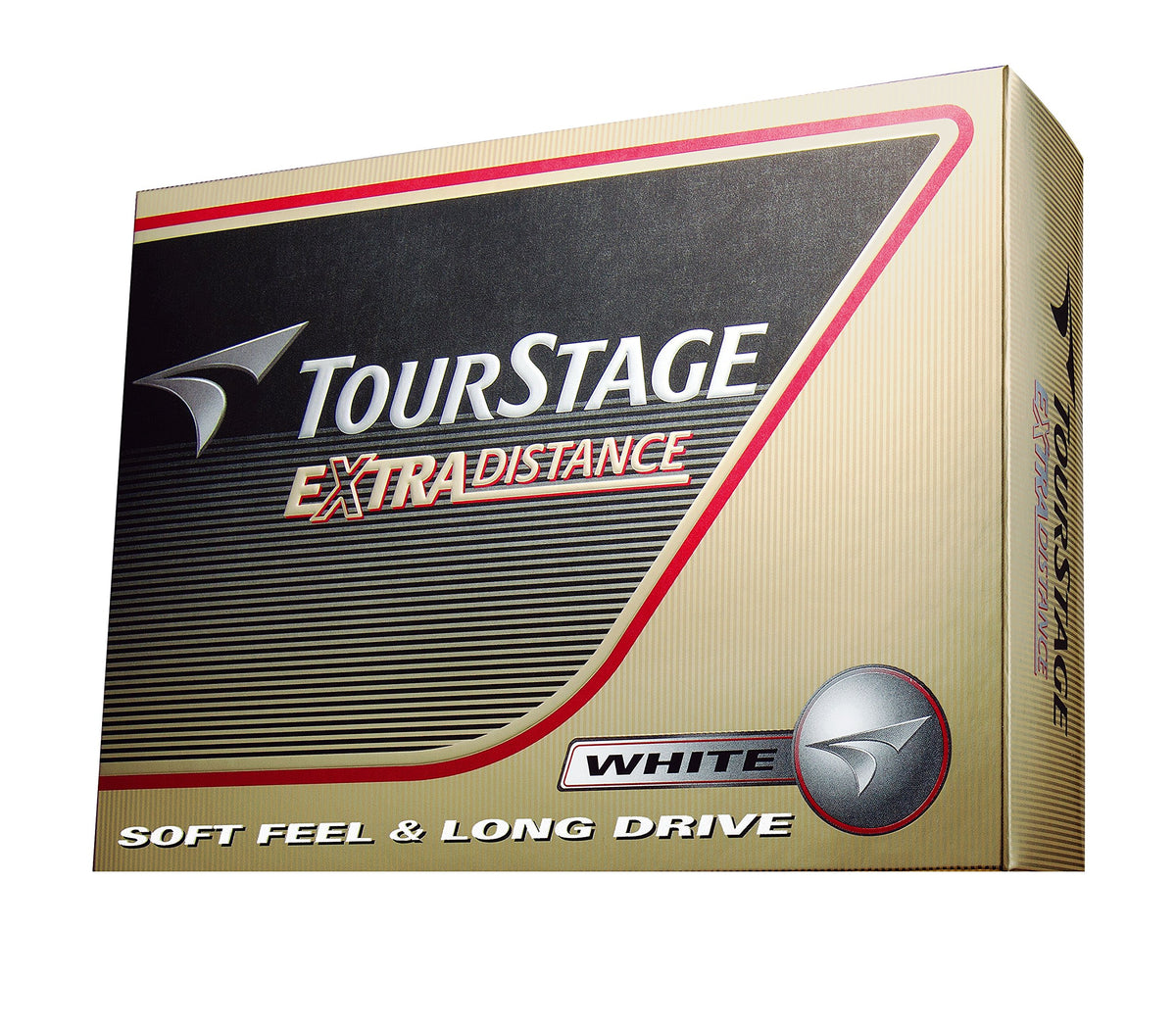 Bridgestone TourStage Extra Distance close-up reveals durable ionomer cover for long-lasting play.