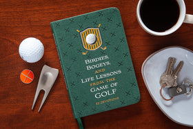 Broadstreet Birdies Bogeys devotions in hand image highlights practical spiritual reflections.