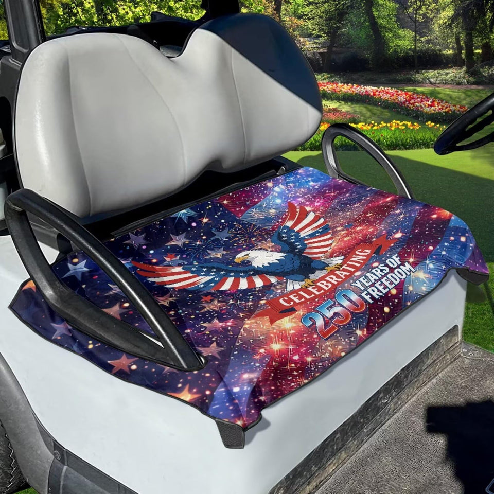Brosoneto American 250th Eagle-pattern seat cover for golf carts protects Club Car seats on rides