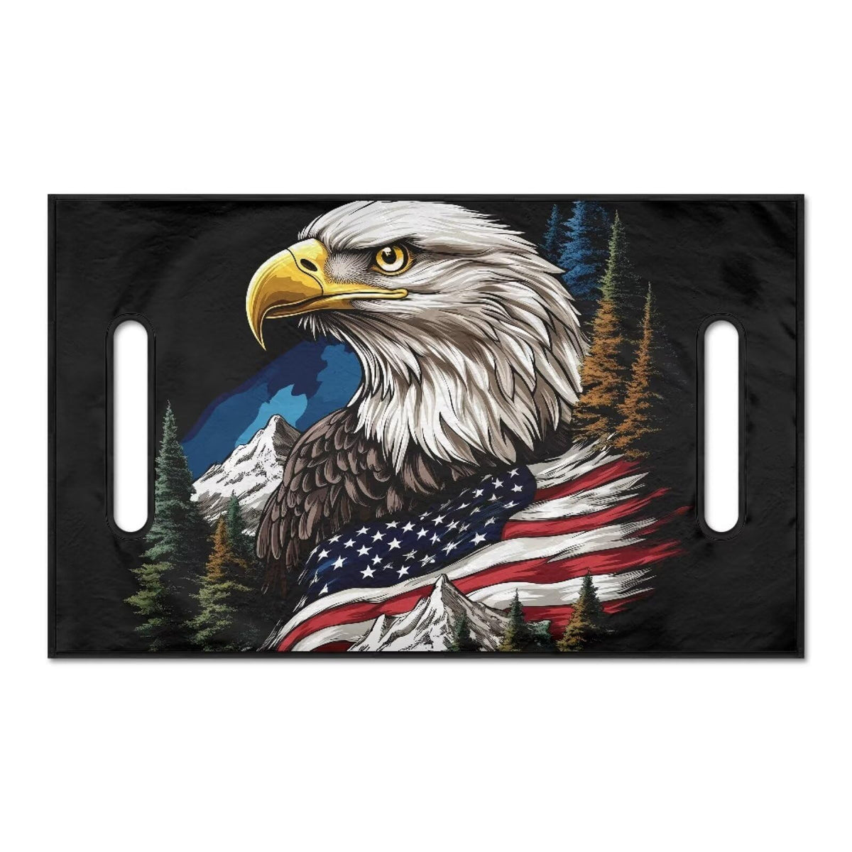 Brosoneto American Flag towel seat cover highlighting patriotic design and easy care.
