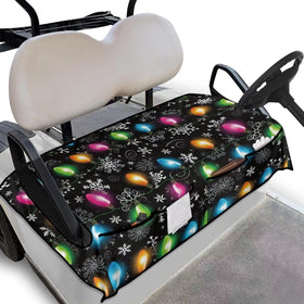 Brosoneto Christmas Light golf cart seat cover front view shows festive style and protection