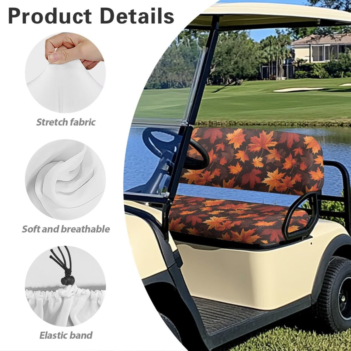 Brosoneto protects golf cart seats from dust and wear with stylish pattern
