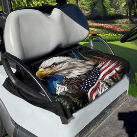 Brosoneto Eagle Mountain seat cover on a two-person golf cart, durable and easy to install.