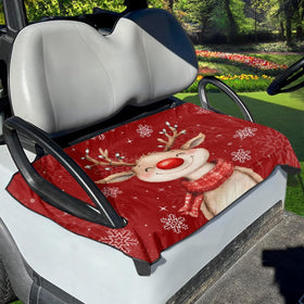 Brosoneto golf cart seat cover with Christmas deer pattern protects seats during holiday rides.
