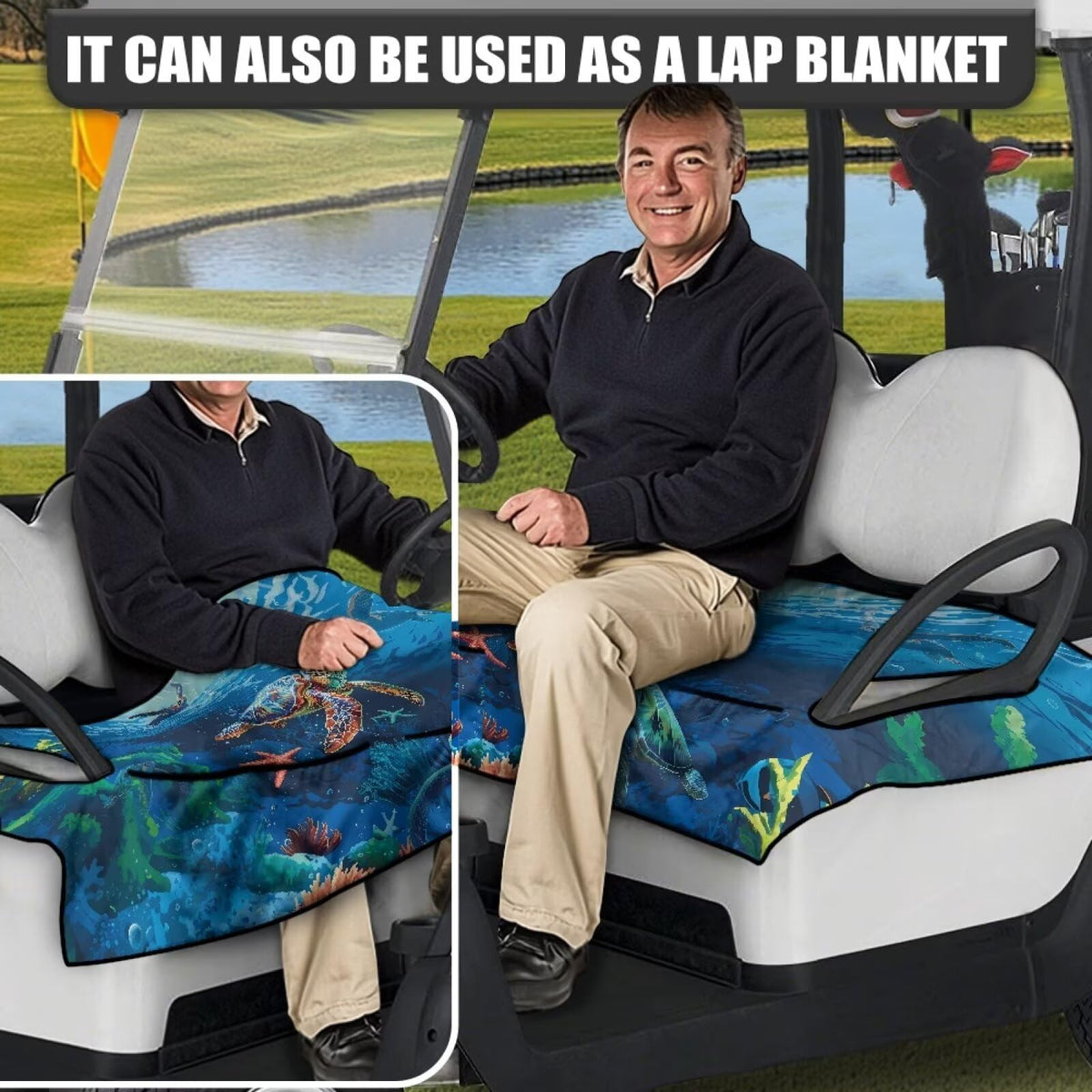Brosoneto sea turtle pattern adds stylish look to the golf cart interior