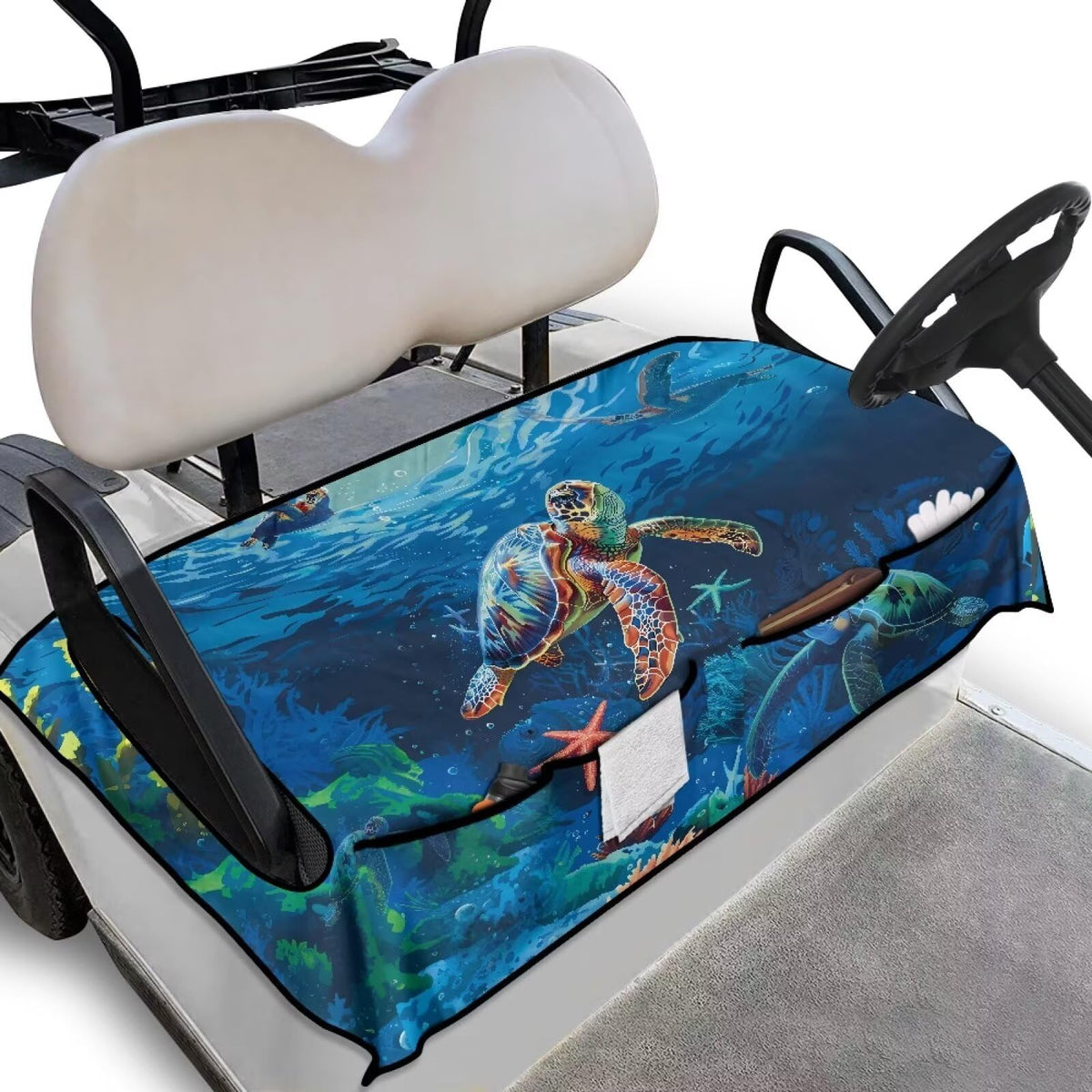 Brosoneto sea turtle seat cover universal fit offers easy upgrade for two-seat golf carts