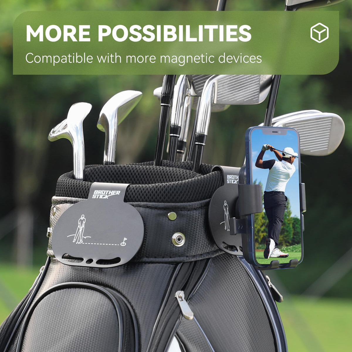 Close-up of BROTHER STICK magnetic surface showing customizable attachment.