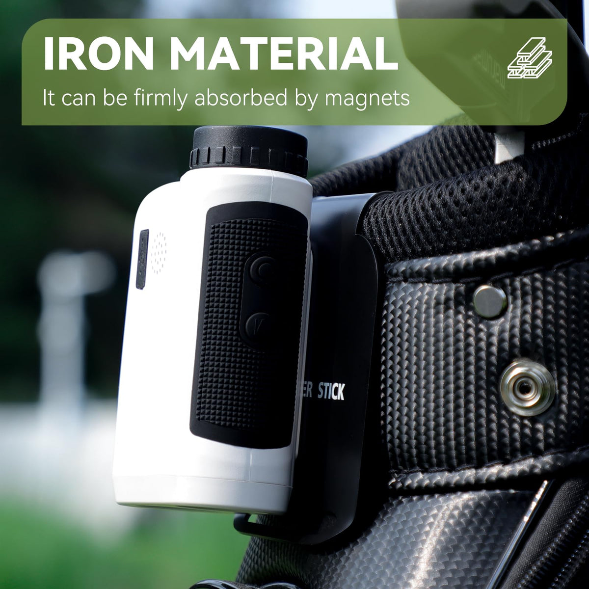 Brother Stick magnetic towel holder idea on bag offers easy reach during rounds.