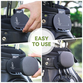 BROTHER STICK pads keeping rangefinder and towel secure during swing.