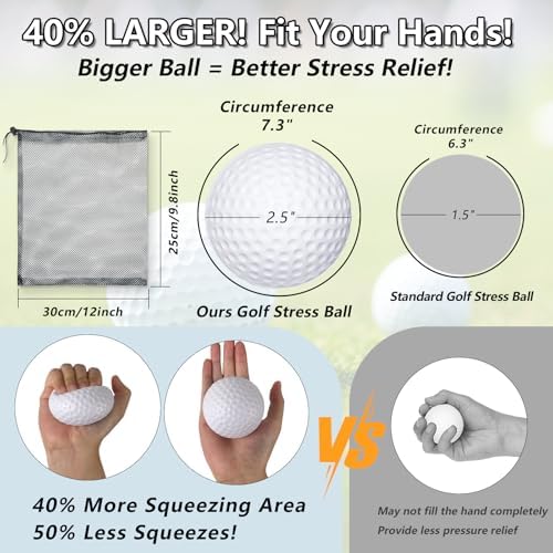 Brownknot foam golf stress ball 2.5 inches delivers satisfying squeeze