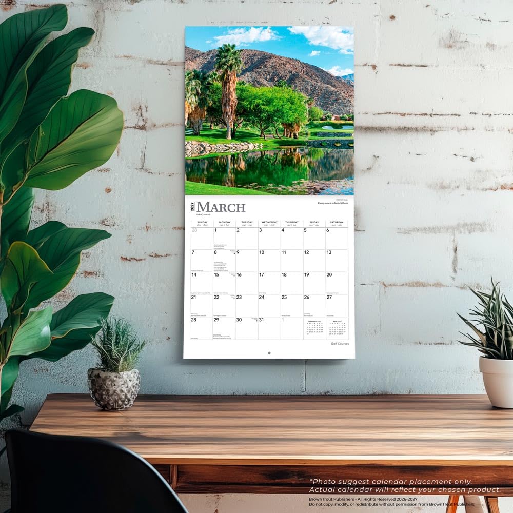 BrownTrout Golf Courses calendar hanging design for easy visibility.