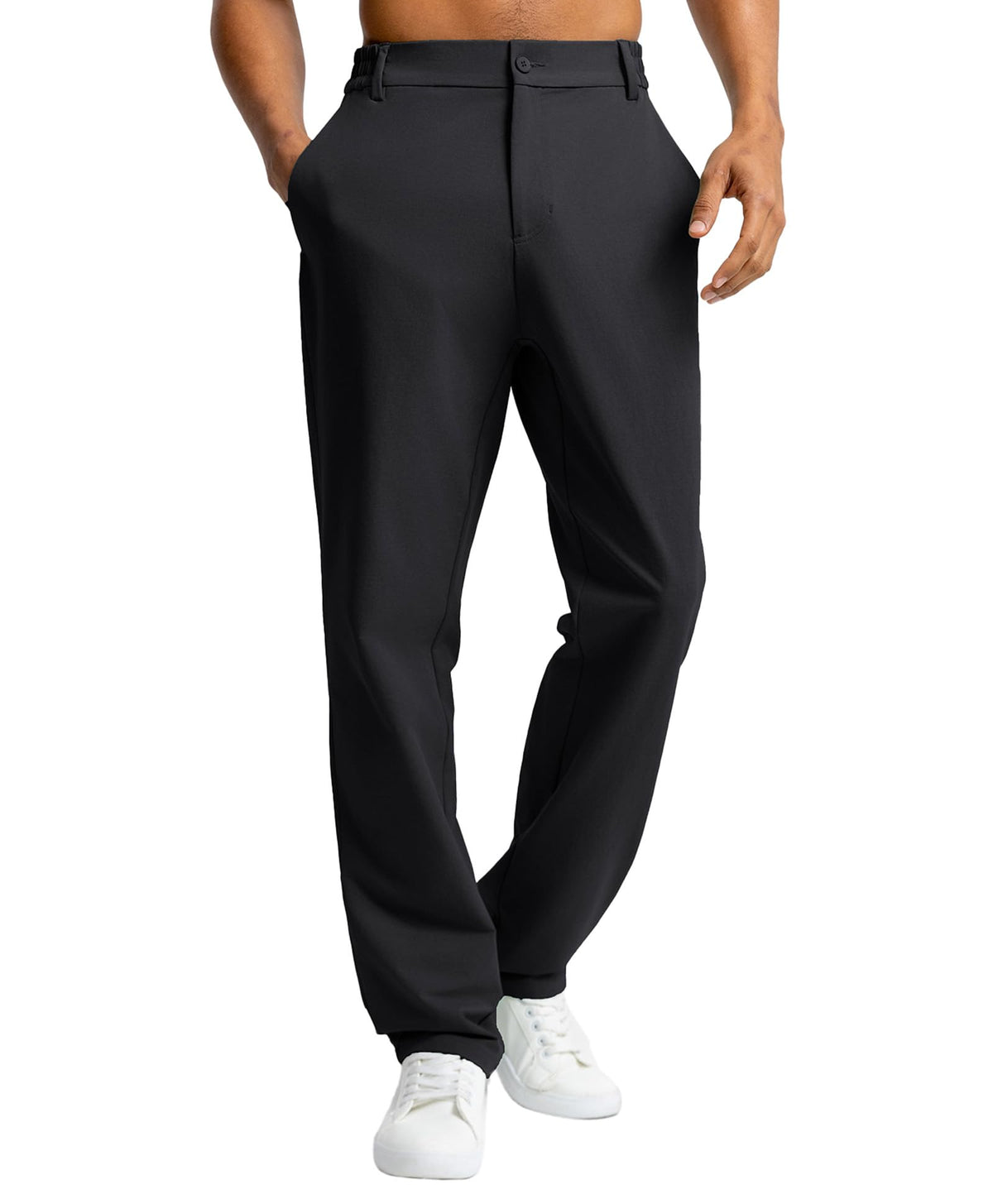 BRXL mens 32-inch golf pants front view with sleek fit and moisture-wicking performance