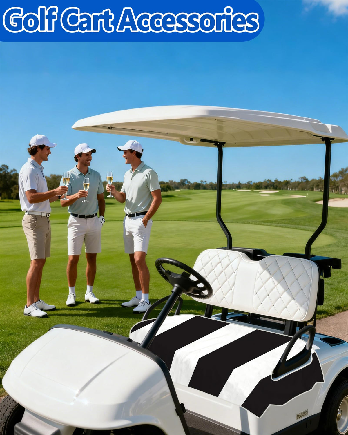 Btiztlla seat cover with stylish pattern and clean stitching in a cart interior