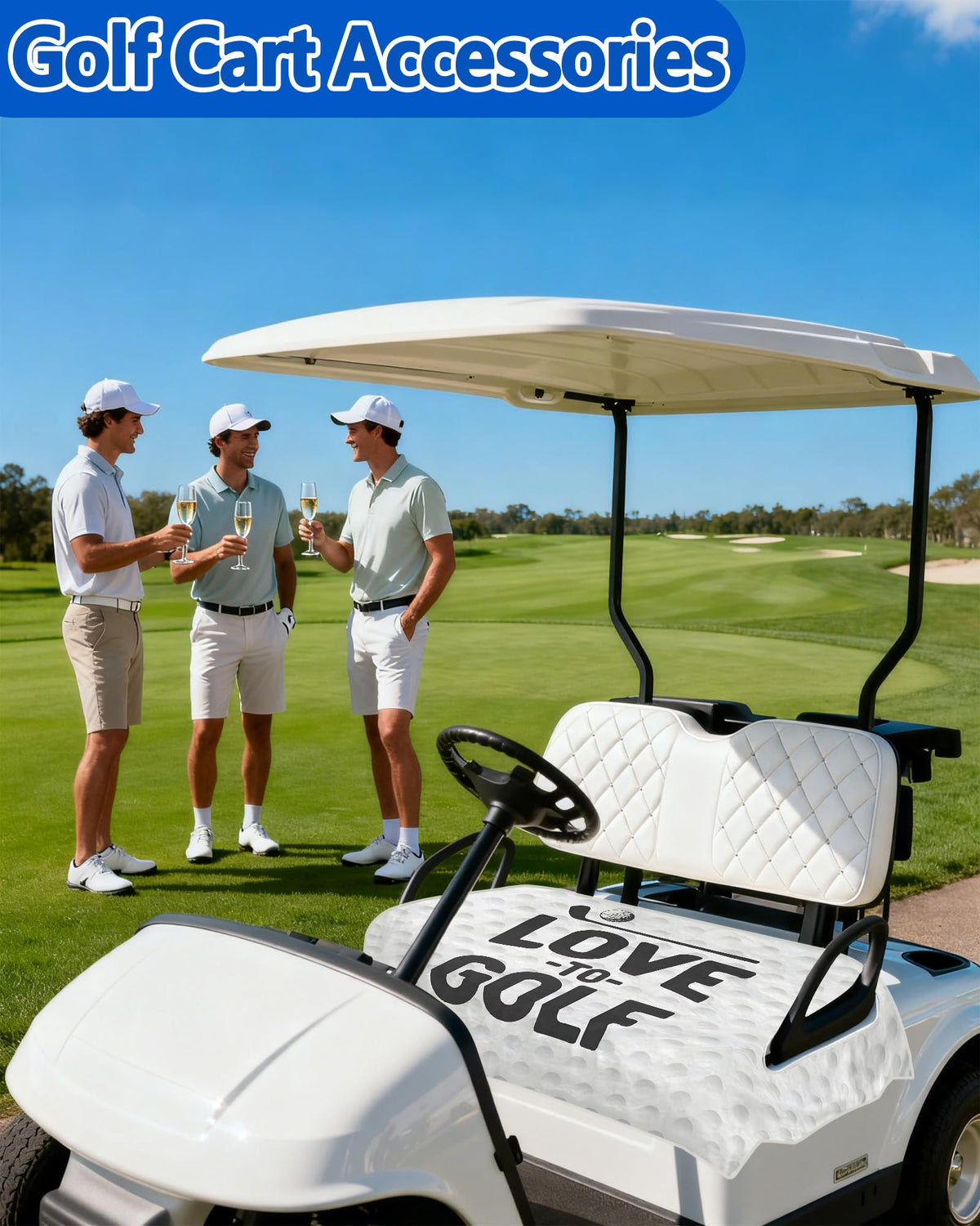 Btiztlla universal fit design with tool-free installation for two-seat carts