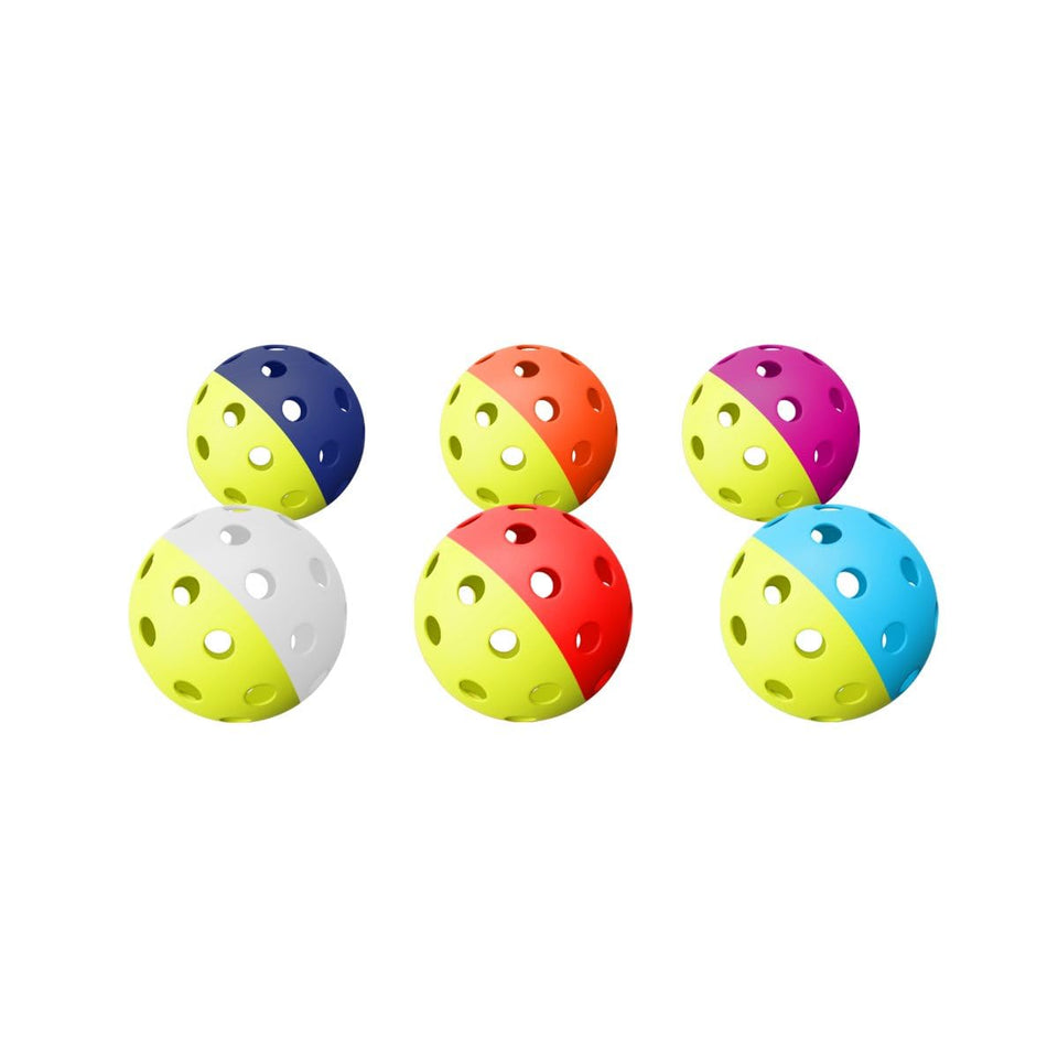 Bucketgolf balls 6-pack front view showing official size for lawn golf games