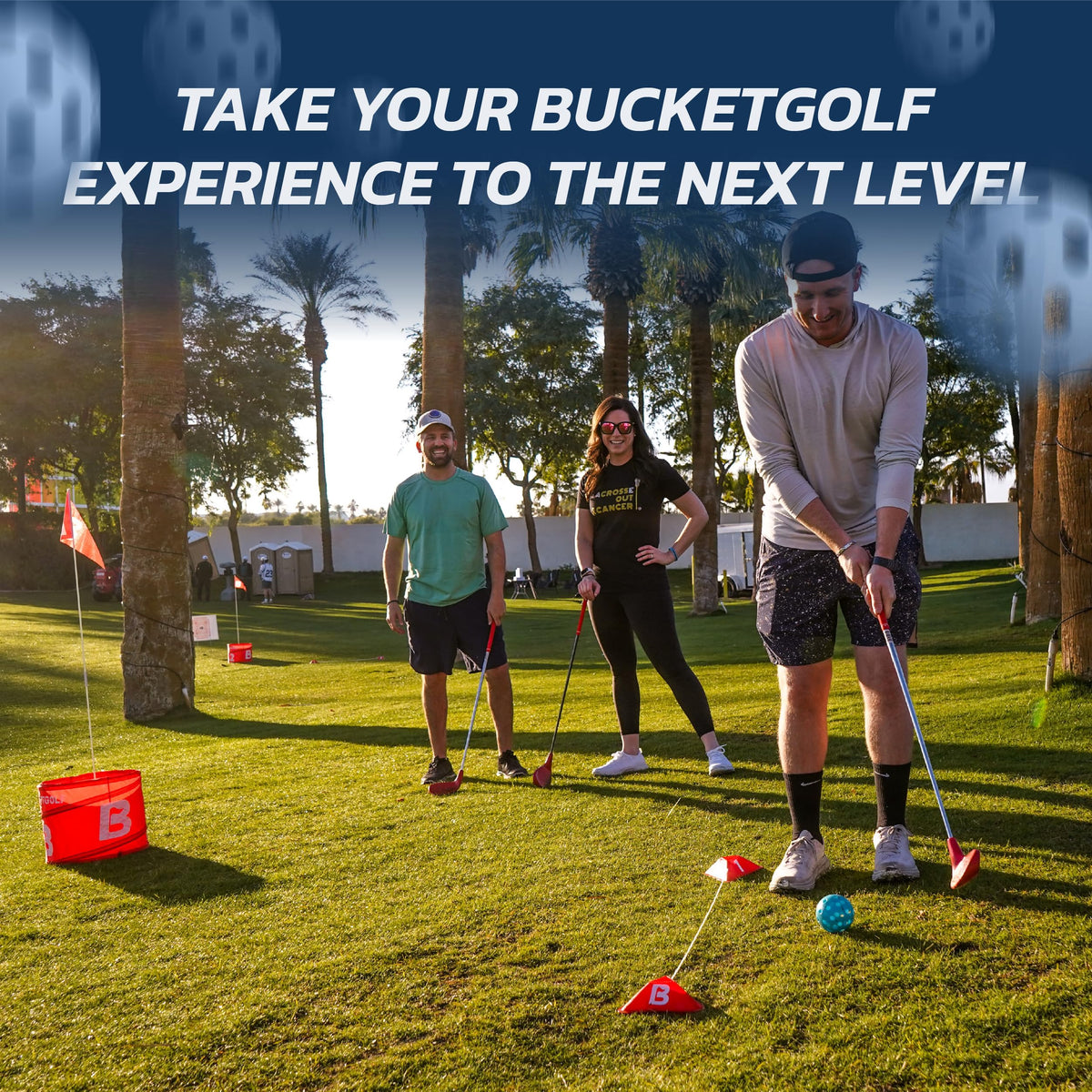 BucketGolf durable steel shaft for lasting backyard use.