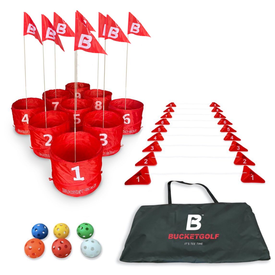 bucketgolf Game Pro full set ready for backyard play and outdoor fun.