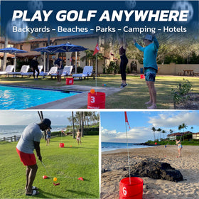 Left and right handed Bucketgolf clubs included for inclusive play