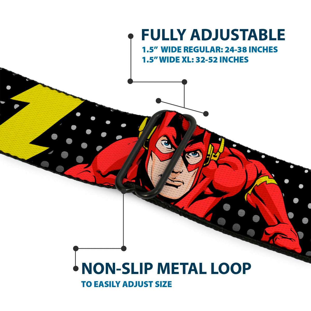 Bright Flash colorway contrasts on a dark belt.