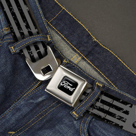 Buckle-Down Ford script stripe belt on strap highlights bold automotive branding