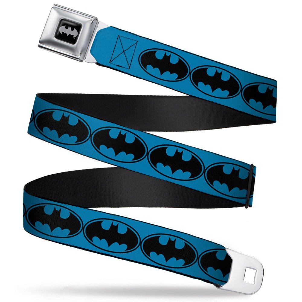 Buckledown Bat Signal buckle closeup shows durable finish for daily wear.