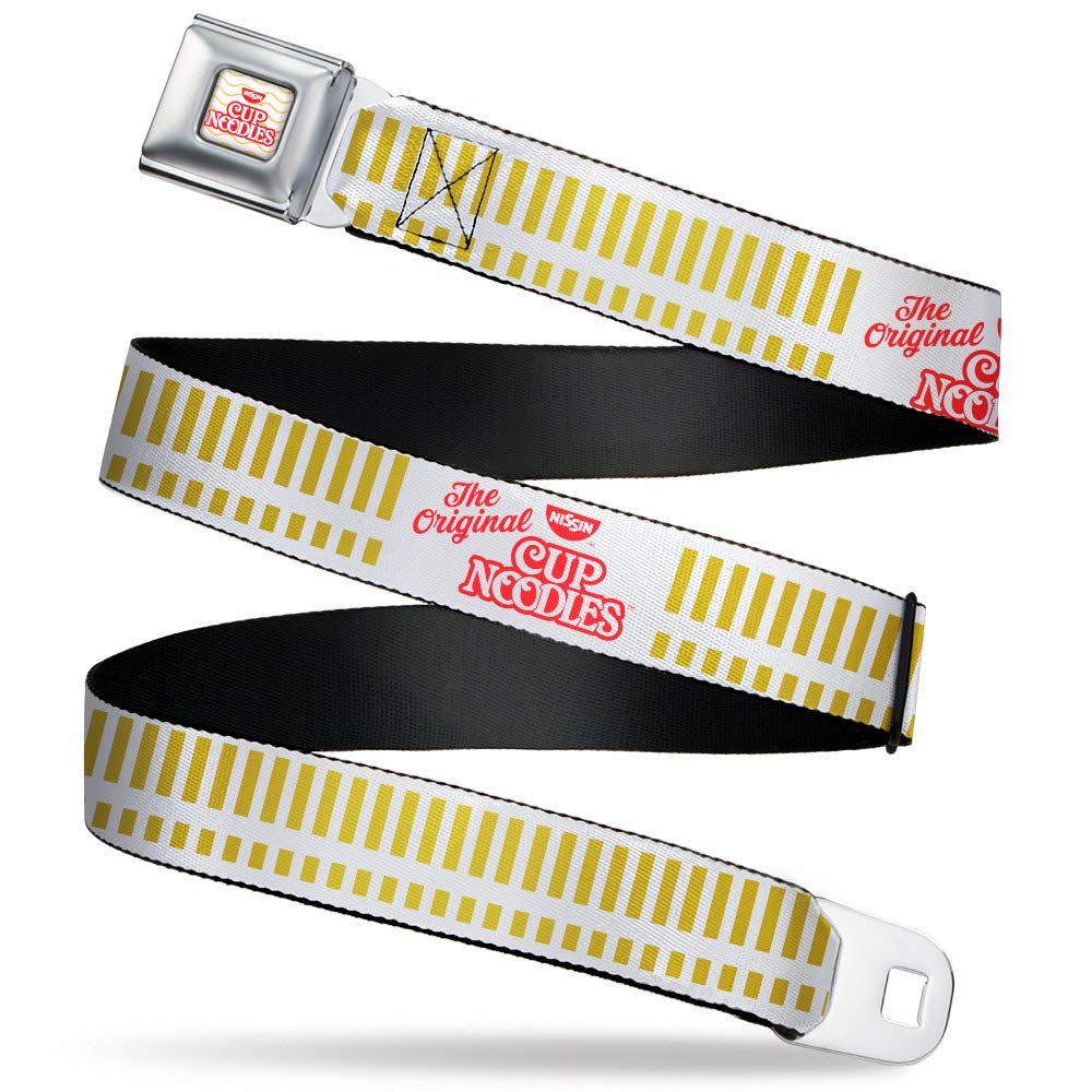 Buckledown Nissin Cup Noodles belt with caterpillar stripe adds bold casual flair.