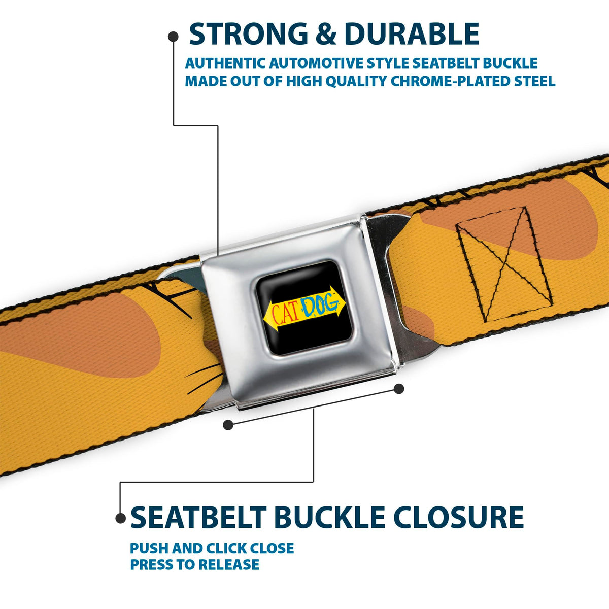 Buckle-Down CatDog Regular belt worn with jeans for everyday style
