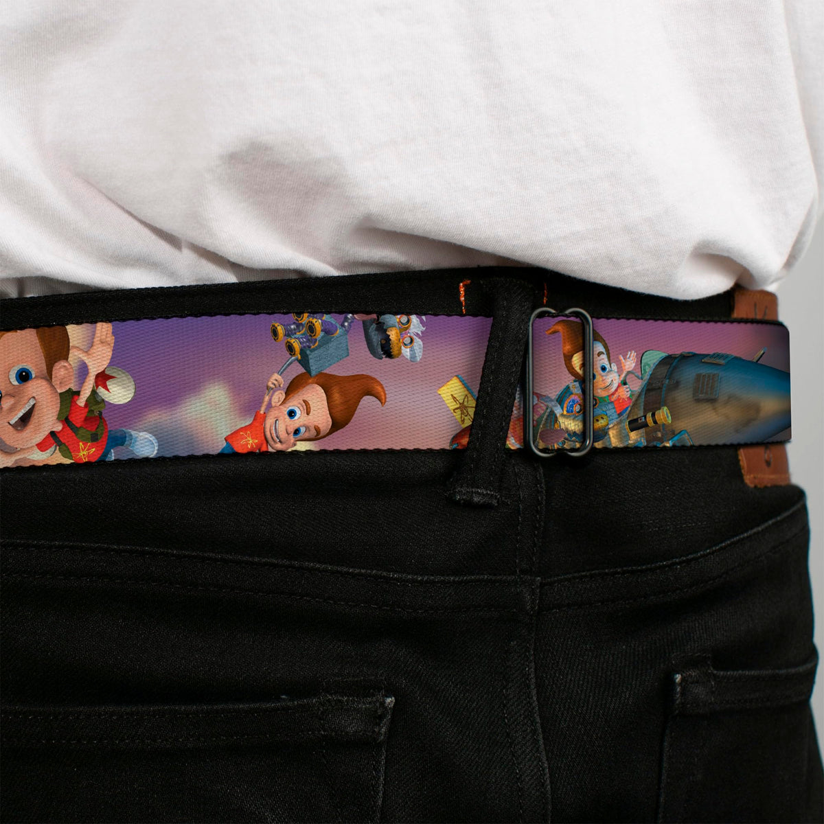 Buckle-Down Jimmy Neutron belt strap detail highlights texture.