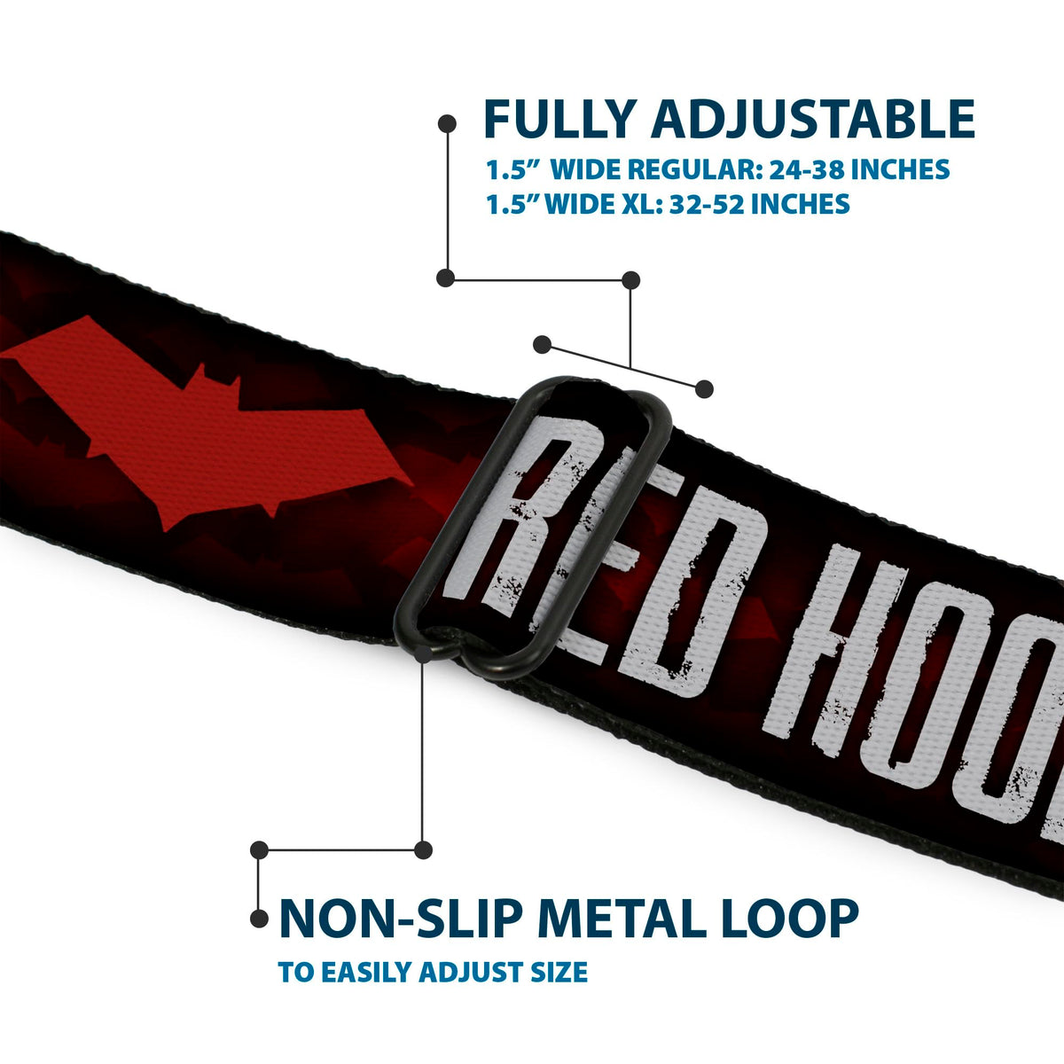Polyester strap from Buckle-Down for long-lasting wear.