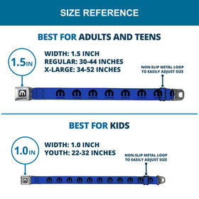 1.5-inch width is available for adults and 1.0-inch for kids.