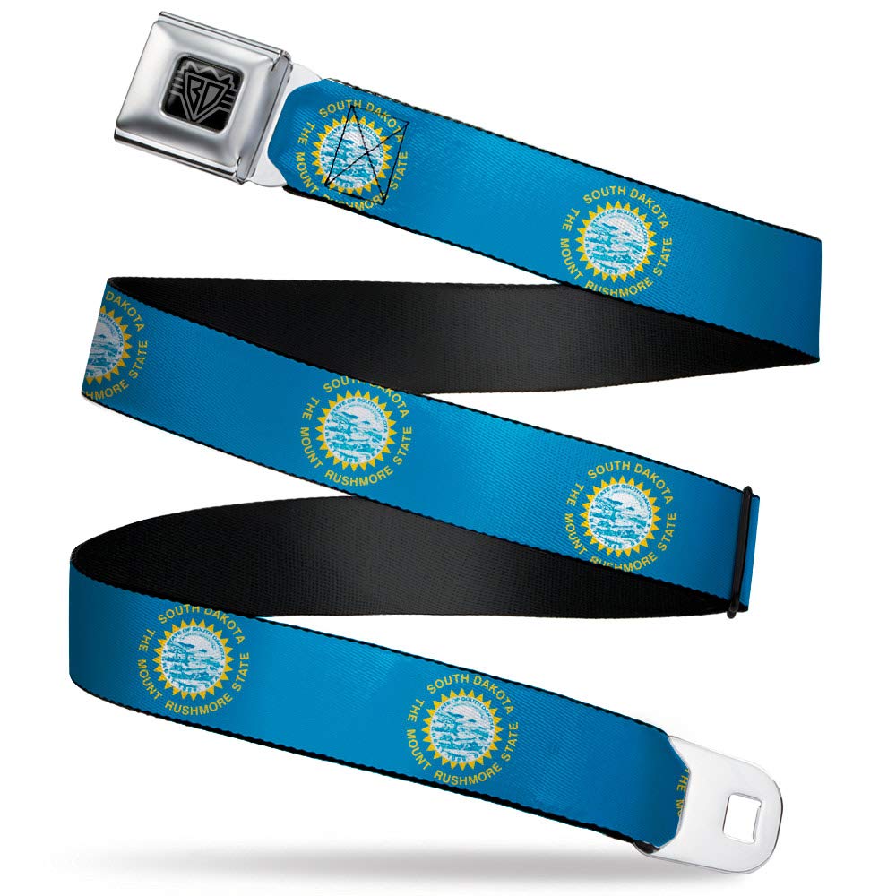 Buckle-Down South Dakota seatbelt belt front view shows adjustable fit