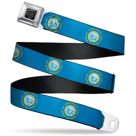 Buckle-Down South Dakota seatbelt belt front view shows adjustable fit