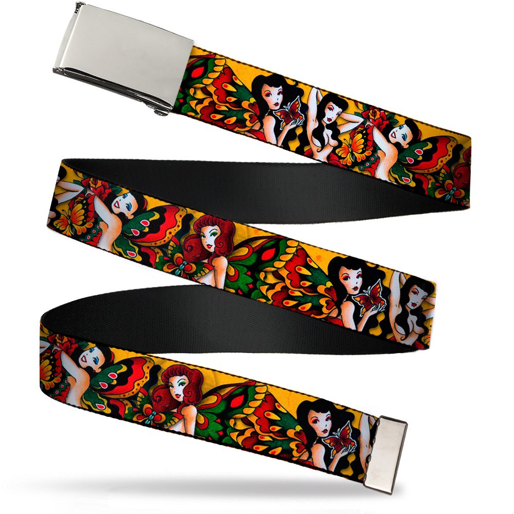 Buckled-Down Tattoo Johnny Butterfly Girl belt showcases durable webbing and bold artwork for daily wear.