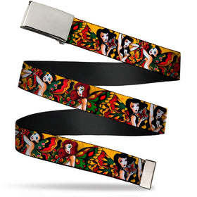 Buckled-Down Tattoo Johnny Butterfly Girl belt showcases durable webbing and bold artwork for daily wear.