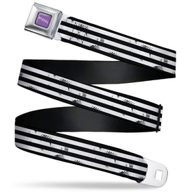 Buckle-Down Warner Bros Beetlejuice belt front view highlighting iconic black and white pattern