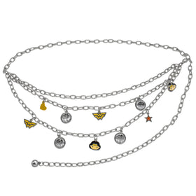 Buckle-Down Wonder Woman chain belt with charms adds subtle sparkle for cosplay outfits.